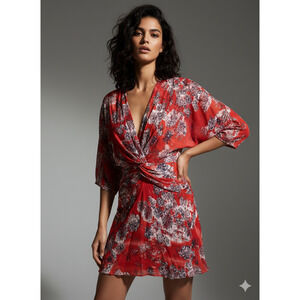 IRO Paris Red Paisley Bandana Print Mini Dress - Size 40EUR/6 US EUC